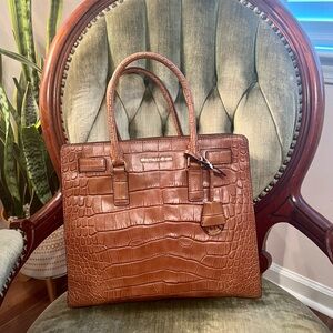 Gorgeous and Classy NWT Michael Kors Crocodile Embossed Leather Tote in Walnut